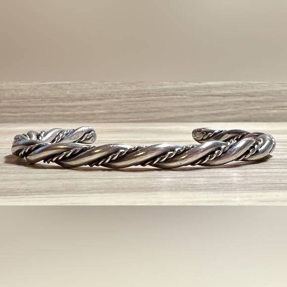 Vintage Handmade Southwestern Sterling Silver Rope Twisted Cuff Bracelet, 17.8g - Picture 1 of 6